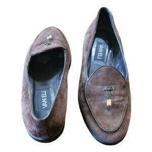 Vaneli Van Eli Women’s Brown Suede Leather Tassel Loafer Shoes 8.5 Slip On